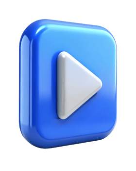 blue play button with white arrow on transparent background png