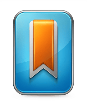 an orange and blue book icon png