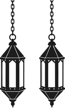 Hanging Lanterns Silhouette for Ramadan and Islamic Decorations vector