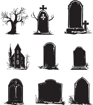 Eternal Shadows Tombstone Silhouette Collection vector