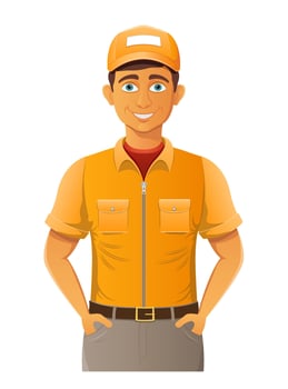 delivery young man fast express illustration isolated on background vector