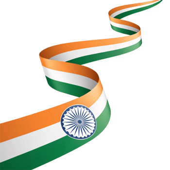 indian flag 3d waving ribbon isolated on transparent background png