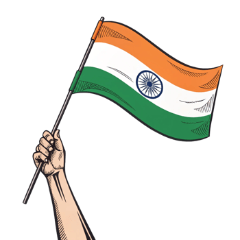 Hand Holding indian Flag illustration clipart isolated on transparent background png