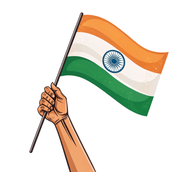 Hand Holding indian Flag clipart isolated on transparent background png