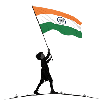 silhouette of a kid holding indian flag transparent background png