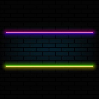 set of neon brushes, moving lights, neon colored lines. vector