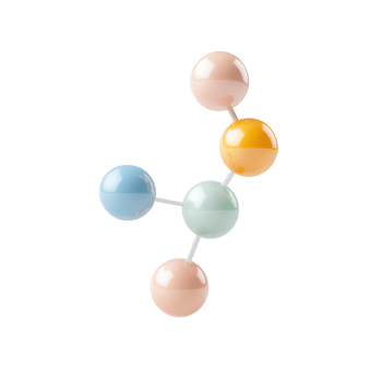 Colorful molecular structure representing chemical bonds and compounds. png