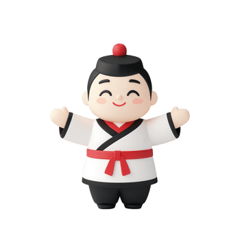 Cute cartoon character in traditional attire, spreading joy and positivity. png