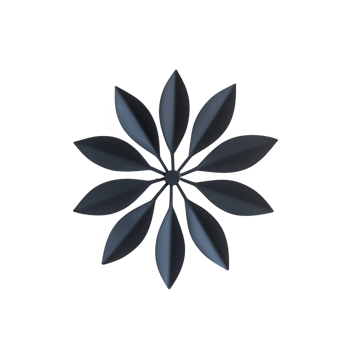 Minimalist design of a flower made with dark leaves, perfect for modern decor. png