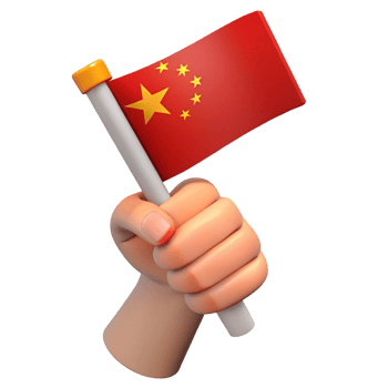 3D Render of a Hand Holding the Chinese Flag png