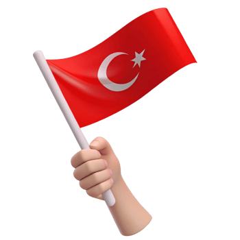 Hand Holding Turkish Flag 3D Render png
