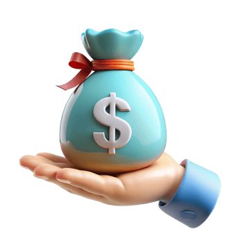 Hand Holding a Money Bag 3D png