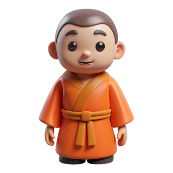 Charming 3D Illustration of a Young Buddhist Monk png