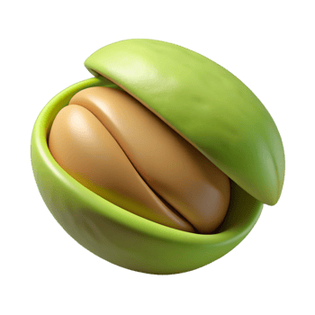3D Render of a Single Open Pistachio Nut png