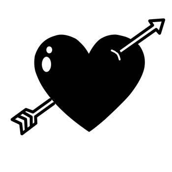 heart with arrow icon black and white png