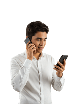 young businessman talking on mobile phone transparent png