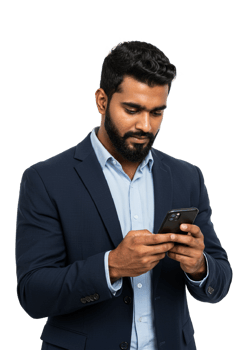 a businessman with a phone transparent png