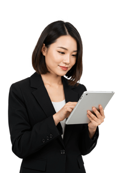 asian business woman with laptop png