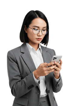 A woman using mobile phone transparen png