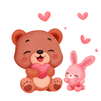 Heart brown cartoon bear png