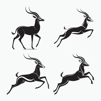 Clean Antelope Silhouettes vector