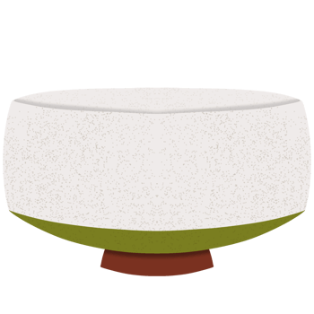 White and Green Bowl with Red Base png