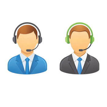 Two Customer Support Representatives Wearing Headphones, Ready to Assist png