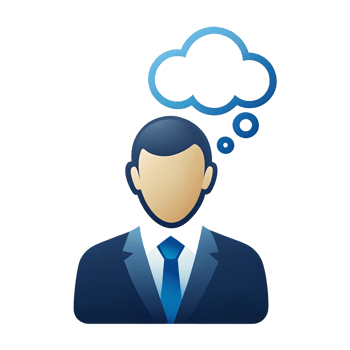 Thoughtful Businessman Icon in Dark Blue png