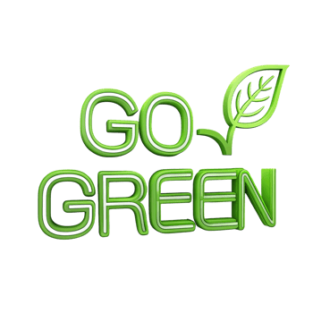 Vibrant Go Green message with leaf design for environmental campaigns. png