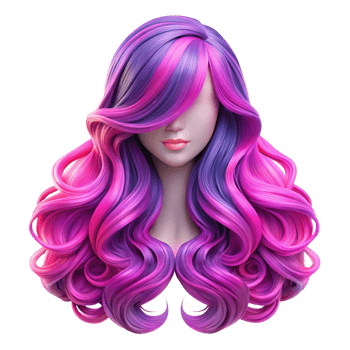 Vibrant Pink and Purple Hair Style Illustration for Beauty Products png
