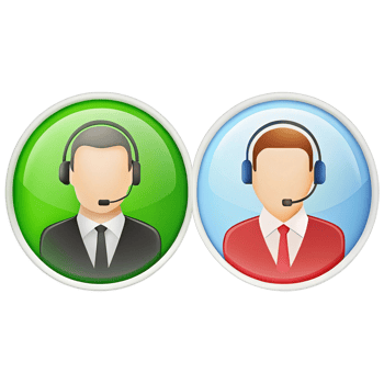 Two customer service representatives in a professional setting. png