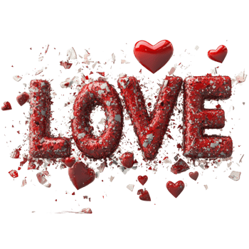 Shattered Love Hearts Exploding Red Romantic png