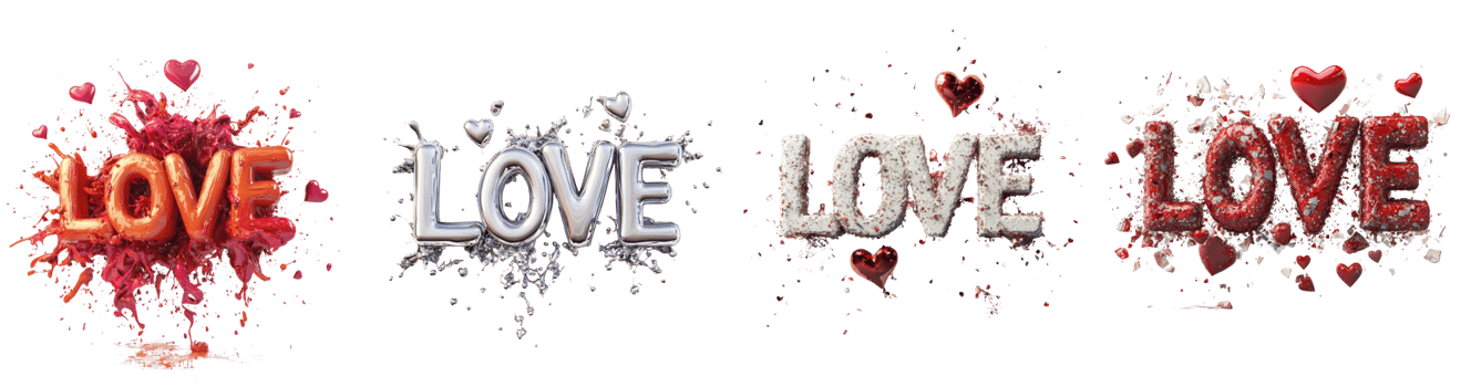 Love Explodes in Colorful Splashes and Hearts png