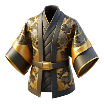 3D Render Elegant Gold and Black Asian-Inspired Robe Illustration png