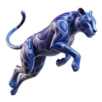 Leaping Leopard 3D Render Abstract Art Background png
