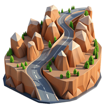 Mountain Road Low Poly 3D Render Illustration png