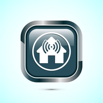 Smart house icon design illustration, Smart home technology and automation, Gray color square button design vector