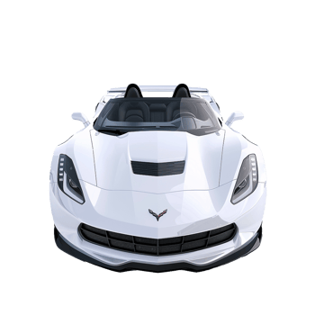 White Corvette Convertible Sports Car Front View png