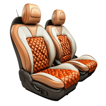 Luxurious Car Seats Diamond Stitch Design Beige Orange Leather Upholstery png