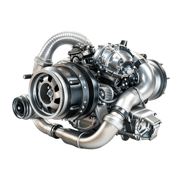 Powerful Turbocharged Engine Detailed View High Performance Machine Technology Innovation, png
