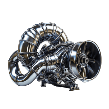 Powerful Turbocharger Engine Technology Closeup View, png