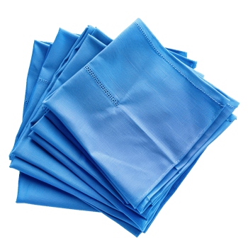 Stack of Blue Linen Napkins Soft Texture Fabric png