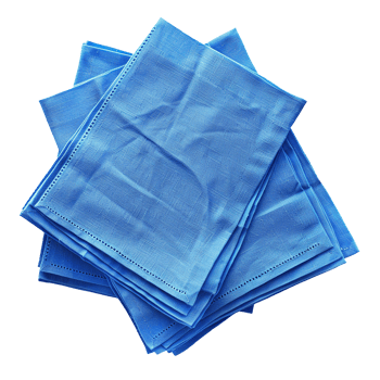 Stack of Blue Linen Napkins Soft Texture Elegant Table Setting, png