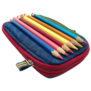 Colorful Pencils in Denim Pencil Case School Supplies Art Supplies png