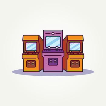 retro arcade game machine line art flat icon illustration design vector