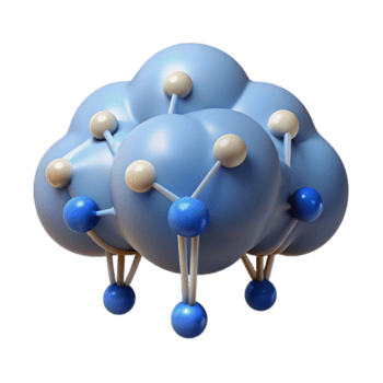 3D Cloud Network Illustration Blue and White Spheres Connected Abstract Background png
