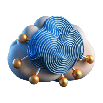 Abstract 3D Cloud Network Illustration Gold and Blue Connections png