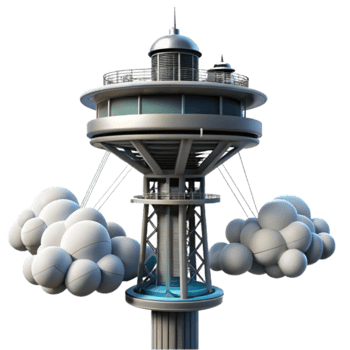 Futuristic Tower 3D Render, Cloud-Suspended Observatory Illustration png
