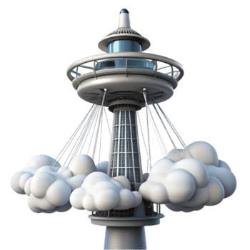 3D Illustration of Tower with Clouds png
