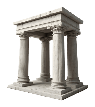 Ancient greek temple columns on transparent background png
